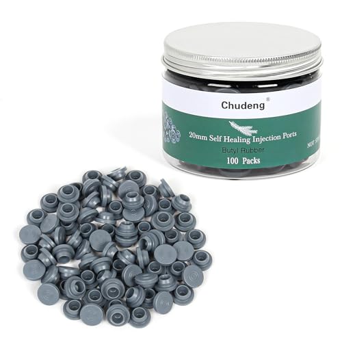 20mm Vial Rubber Stoppers (100 Count) Mushroom Self Healing Injection Ports Solid Seal, for Glass Vial and Liquid Culture Jars, Can Be Sterilized by Steam and Repeated Used(20mm)
