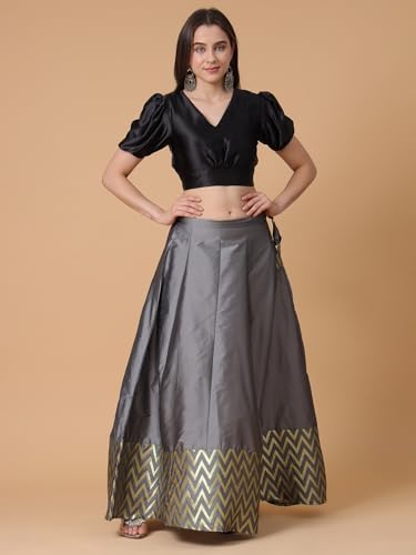 Image of Frolic Rolic Premium Silk V-Neck Blouse Readymade Saree Blouse - Designer Puff Sleeve Blouse for Wedding