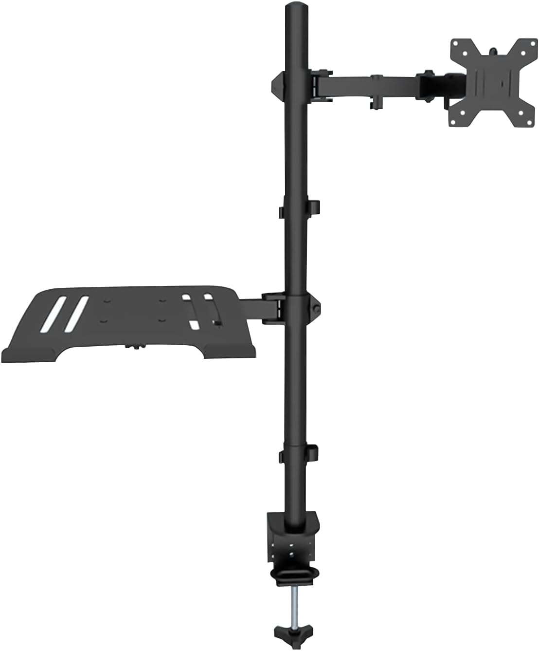 OMIRALaptop and Monitor Mount Stand,Single Monitor Arm with Laptop Tray for 13"to27"LCD Computer Screens and Notebooks up to 17 inch,Fully Adjustable Laptop Mount Stand Holds up to 17.6lbs Per Arm