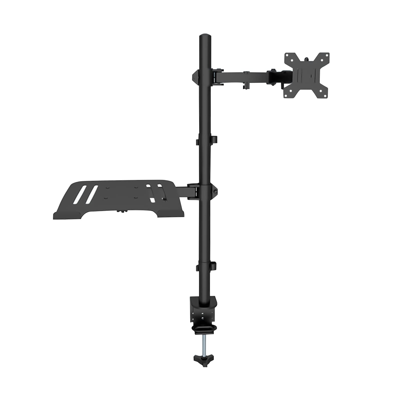 OMIRALaptop and Monitor Mount Stand,Single Monitor Arm with Laptop Tray for 13"to27"LCD Computer Screens and Notebooks up to 17 inch,Fully Adjustable Laptop Mount Stand Holds up to 17.6lbs Per Arm