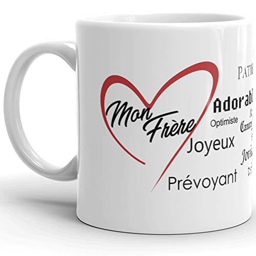 Mug Amour mon frère je t'aime avec compliments et coeur Tasse Haute Qualité Idée Cadeau Originale Noël Saint-Valentin Anniversaire Fête famille frangin Cover