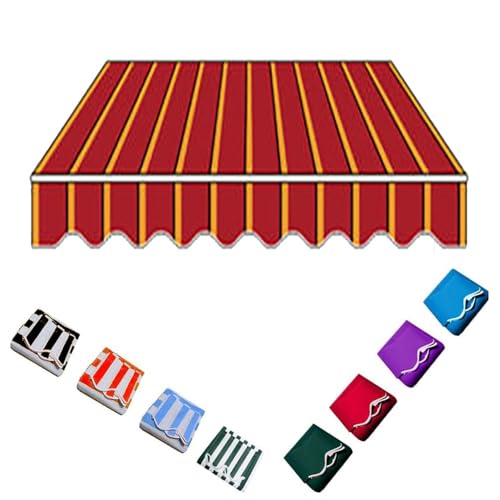 Toldo retráctil impermeable de 12 x 10 pies, tela a rayas rojas, para jardines, terrazas, tiendas y garajes, lona duradera para refugio al aire libre (3 x 2,5 m)