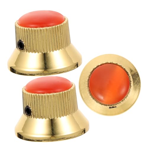 Wakauto 3pcs Red Stone Guitar Knobs Replacement Volume Tone Control Bass Guitar Knobs