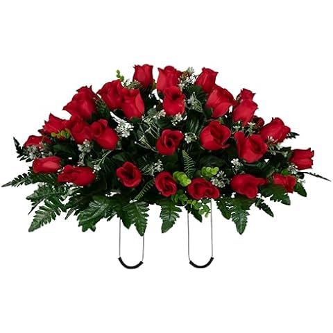 Sympathy Silks 30" Red Rose Headstone Saddle Cover