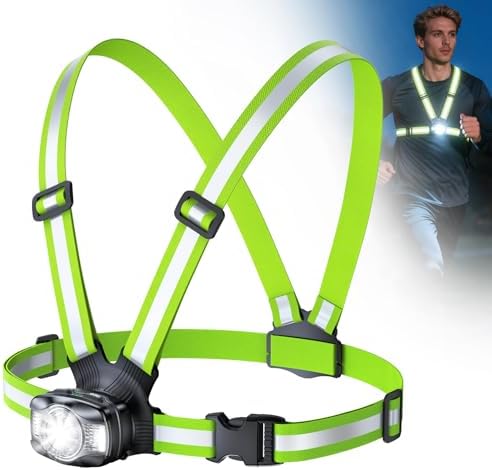 Babacom Lauflampe Joggen 360° Reflektoren, 500 Lumen Lauflicht 6 Modi | 45° Verstellbarem & IPX4 Wasserdicht, USB Wiederaufladbare Brustlampe ersetzen stirnlampe für Nachtgehen/Rad