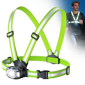Babacom Lauflampe Joggen 360° Reflektoren, 500 Lumen Lauflicht mit 45° Verstellbarem & IPX4 Wasserdicht, 1800 mAh Wiederaufladbare Reflektierende Weste ersetzen Stirnlampe für Nachtgehen/Radfahren
