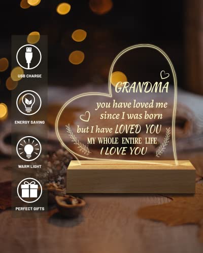 Hiipeenow Grandma Gifts From Grandchildren, Engraved Night Light 15 * 19Cm, Birthday Christmas Mothers Day Gifts For Grandma, Nana, Grammy, Grandmother #TOP1