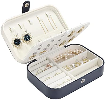 Udream Travel Jewellery Box Organiser for Women Girls,PU Leather Small Jewelry Storage Case,Portable Jewelry Box for Rings,Earring,Necklaces Jewelry Organiser Gift for Her Girlfriend Girl Wife