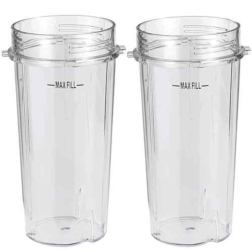 470ml/16oz Cups for Ninja 700W Slim Blender QB3001UKS BL770 BL780 BL660 BL740 BL810, Replacement Parts for Nutri Ninja 1100W/1200w/1500w Series Blenders (2 Pack)