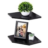 Corner Shelf Wall Mount, Corner Floating Shelves, Set of 2 Corner Wall Shelf Organizer, Rustic Wood