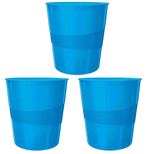 Leitz WOW Papierkorb, 15l, Polystyren (3er Spar-Pack, blau metallic)