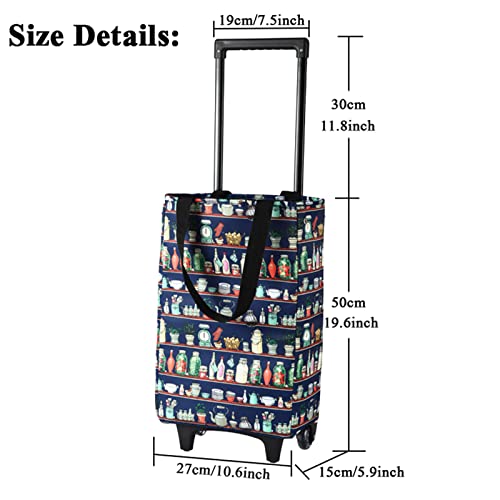 Einkaufswagen mit Rollen, Einkaufstasche Trolley Klappbar Teleskopisch Trolley-Taschen Wärmedämmung Kälteschutz… – Bild 8