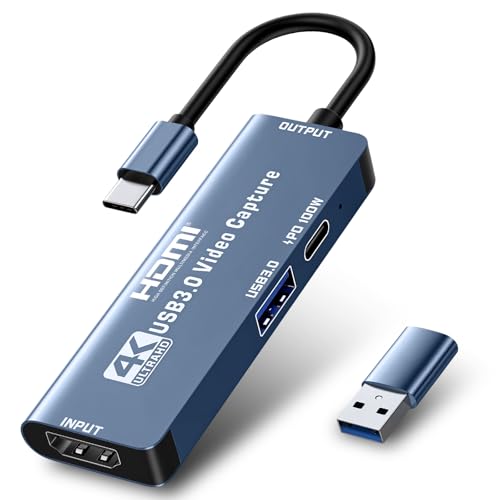 HDMI Video Capture Card with USB/Type-C Dual Connector HDMI Streaming Recording Adapter Device for Quest 3, PS5/4, Switch2/1, Camera, Xbox, Tablet, PC, OBS, MacOS/Windows