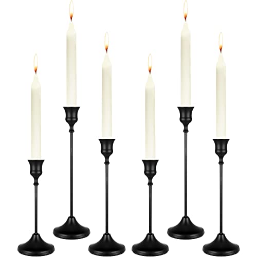 6 Pcs Romantic Candle Holder Taper Candle Holders Table Decorative Candlestick Holders Rustic Candle Stick Holder Metal Candle Stands For Wedding Christmas Dinning Party Anniversary Home Decor (Black) #TOP24