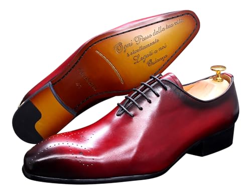 Image of Santimon Mens Oxfords Formal Dress Genuine Leather Handmade Derby Casual Brogues Oxfords Tuxedo Fashion Walking Shoes for Men