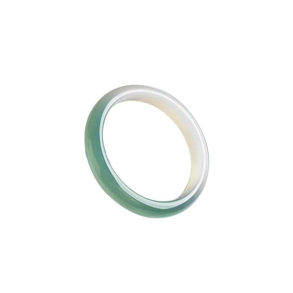 SnamicE Natural Ice Green White Jade Bangle Bracelet for Women Chalcedony Bangle Good Luck Fashion Round Jade Stone Bracelet for Woman Birthday Wedding,