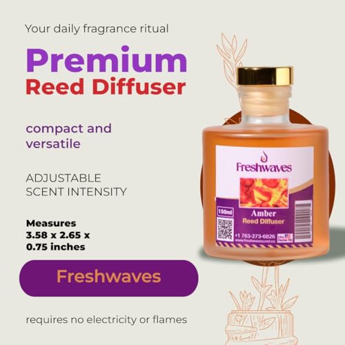 Difusor Freshwaves Amber Reed 5oz Aromatizador sin llama miniatura 2