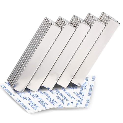 Image of MIKEDE Strong Neodymium Magnets Rectangular Magnetic Small Powerful Rare Earth Magnet for Crafts Refrigerator Office Classroom Kitchen 60x10x3 mm Silver 25 Pack