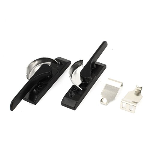 Image of Aexit Pair Screw Padlocks & Hasps Mounted Left Right Hand Window Locking Crescent Sash Keyed Padlocks Lock Black
