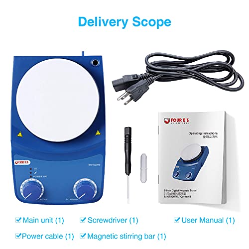 Magnetic Stirrer Hot Plate 5 Inch Lab Mixer with Stir Bar : Max Stirring Capacity of 20L丨50-1500RPM丨Up to 590°F丨Brushless DC Motor丨Ceramic Coated Plate and Aluminum Housing