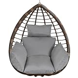 Zorpupoa Egg Chair Cushion, Hanging Basket Hammock Seat Cushion, Thick Soft Egg Swing Chair Pad with Headrest for Patio Porch Furniture Outdoor (Grey, 39.37x45.28x4.72in)