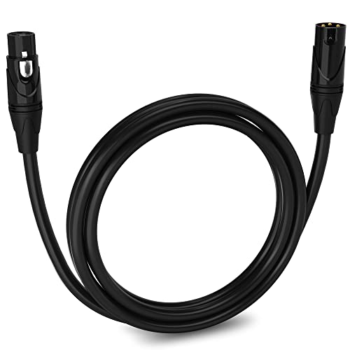 LyxPro 6 Feet XLR Microphone Cable Balanced Male to Female 3 Pin Mic Cord for Powered Speakers Audio Interface Professional Pro Audio Performance and Recording Devices - Black