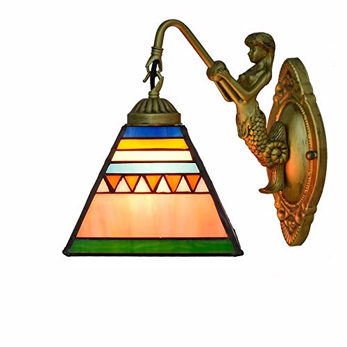 MaDiYa Square Pyramid Wall Lamp Retro Unparalleled Shape Wall Lamp Luxury Style Wall Lamp Varnished Glass Shade Living Room Restaurant Bedroom Bar Club Aisle Wall Lamp