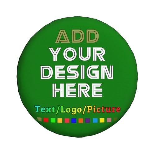 Image of Custom Spare Tire Cover with Logo Photo Text, Personalized Polyester Tire Covers Protectors for Trailer RV SUV and Many Vehicles, Green