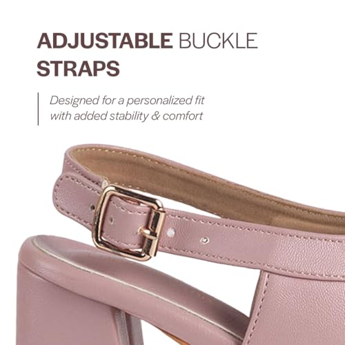 Image of FAUSTO Women Pointed Toe Block Heel Adjustable Backstrap Shoe Style Sandals | Soft Padded Insole | Semi Formal Outfit Sandals
