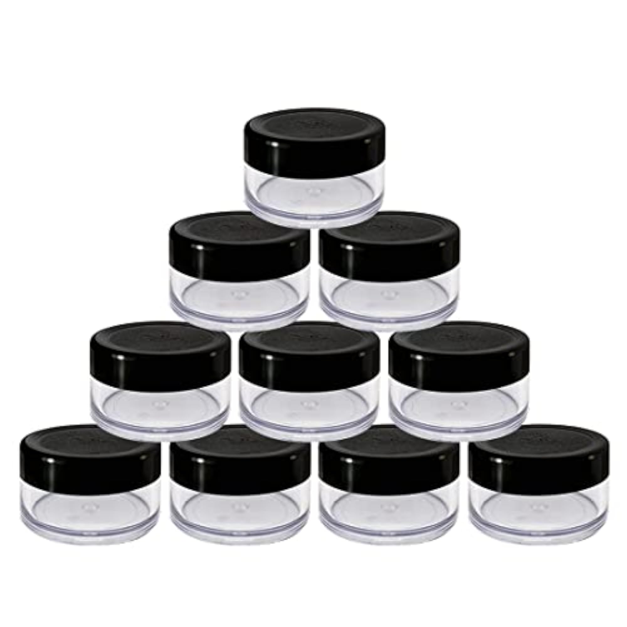 8 Gram Acrylic Refillable Cosmetic Empty Sample Jars with Black Lids