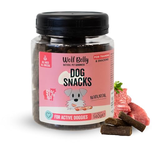 Wolf Belly - Biscotti per Cani 91% Manzo (80 pz) senza Cereali | Consistenza Morbida e Gustosa | Snack Naturali per l’Addestramento Quotidiano | Deliziosi e Ricchi di Proteine - Prodotto in Europa