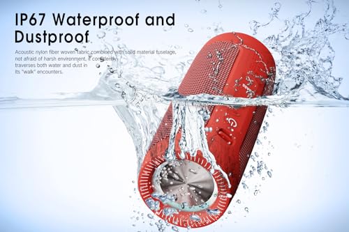 Bluetooth Speaker, Portable Wireless Speaker with 30W Stereo Deep Bass, IPX67 Waterproof, TWS, 18H Playtime, Dual Pairing - Compact Speaker for Home, Outdoor Camping, Party - Red - Image 5