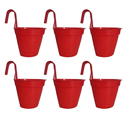 Synergy Plast Hanging Planters for Plants Railing Flower Pots, Balcony Railing Vertical Hook for Home Gardening (Set of 6, Red) (B07Z3TYV2Q) Amazon Price History, Amazon Price Tracker