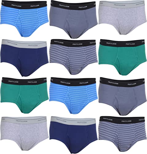Fruit of the Loom Men's Fashion Briefs 12-Pack Value MYSTERY COLORS Cotton Waistbands Vary Medium Assorted