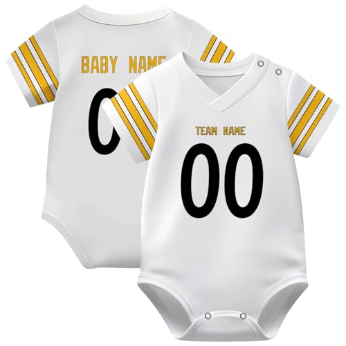 Image of KREDE Baby Clothes Unisex Bodysuit Jersey Style Custom Name Number for Baby Boys