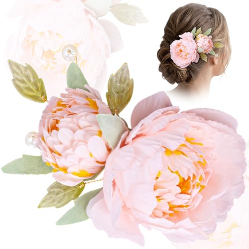 Broche floral rosa PAGOW para cabello