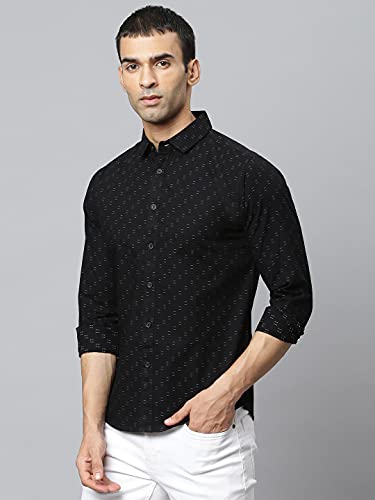 Image of Dennis Lingo Men's Dobby Print Slim Fit Cotton Casual Shirt