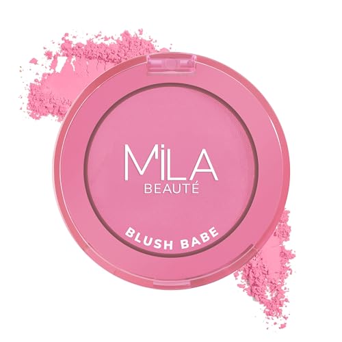 Image of MILA BEAUTE Blush Babe Powder Blush | Matte Finish Long-Lasting Pigment | Easy to Blend | Non-Drying With Rosehip Oil, Jojoba Oil and Vitamin E | Shade - (Candy Pink 5g)