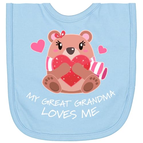 inktastic My Great Grandma Loves Me- Bear and Hearts Newborn Bib