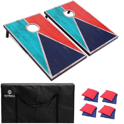 Outball Cornhole Set 4x2 Feet Regulation Size Corn Holes Sets with Carrying Bags & 8 Bean Bags Cornhole Boards Bean Toss Games for Adults Family Outdoor Beach Lawn Outside Backyard by OUTBALL - Used condition - US$94.19