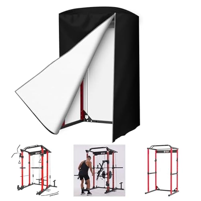 Gym Rack Cover with Zipper, Waterproof Dustproof Universal Outdoor Gym Equipment Covers for Home Gym Workout Equipment/Squat Rack/Weight Lifting Rack All Season Protective Cover