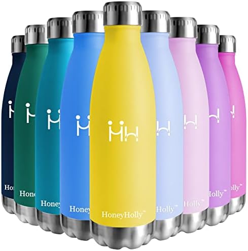 HoneyHolly Kids Stainless Steel Water Bottle 350ML, Metal Water Bottle, Double Walled Vacuum, Small Insulated Water Bottles for School, Girls, Boys BPA Free Reusable Leak Proof for Hot/Cold Water