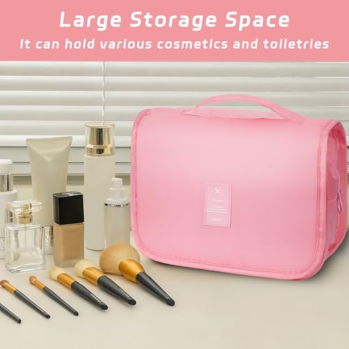 Image of Toiletry Bag Travel Bag with Hanging Hook for Women and Men,Pink | Waterproof Small Capacity Hanging Multifunctional Makeup Bag for Toiletries, Portable Cosmetic Bag Travel Organizer
