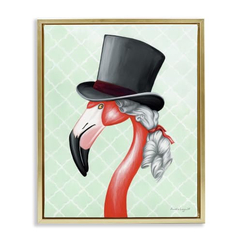 Flamingo Top Hat Patterned Squares, 17 x 21 Inch Canvas in Floater Frame