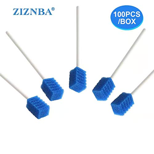 Disposable Oral Swabs, Sterile Dental Sponge Swabsticks Unflavored for Mouth & Gum Cleaning - 100 Count
