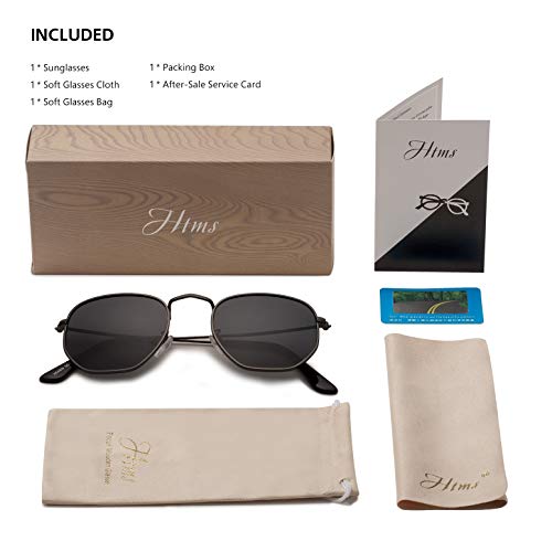 Image of Hipster Hexagonal Polarized Sunglasses Men Women Geometric Square Small Vintage Metal Frame Retro Shade Glasses