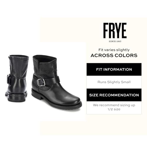 Image of Frye 5 inch Veronica Booties for Women - Full-Grain Brush-Off Leather with Antique Metal Hardware and Rubber Outsole, Genuine Stitch Welt Construction