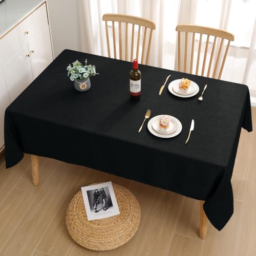 Smiry Leinenoptik Tischdecke Eckig 140 x 180 cm Schwarz – Ansicht 2