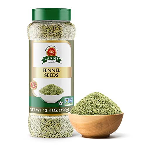 Laxmi Brand House of Spices, Fennel Seeds, Bulk Spices, Non GMO, All Natural, Vegan, Product of India (12oz, Fennel Seeds)