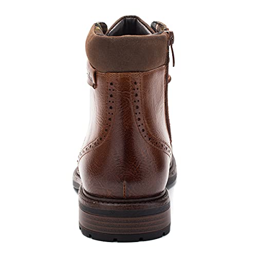 Temeshu Men's Oxford Ankle Boots Lace-Up Side Zip Fashion Casual Dress Boot Cap Toe Motorcycle Boots MS062